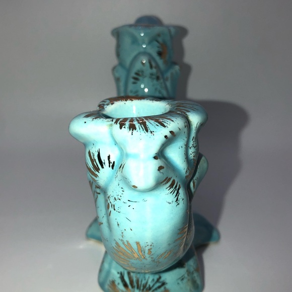 Vintage MCM Ornate Japanese Candle Stick Holder Ceramic Hand Painted Gold - Picture 5 of 13